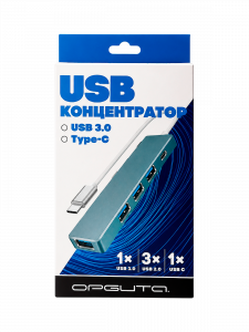 Орбита OT-PCR20 Серебро концентратор USB 2.0 (4*USB+Type-C)